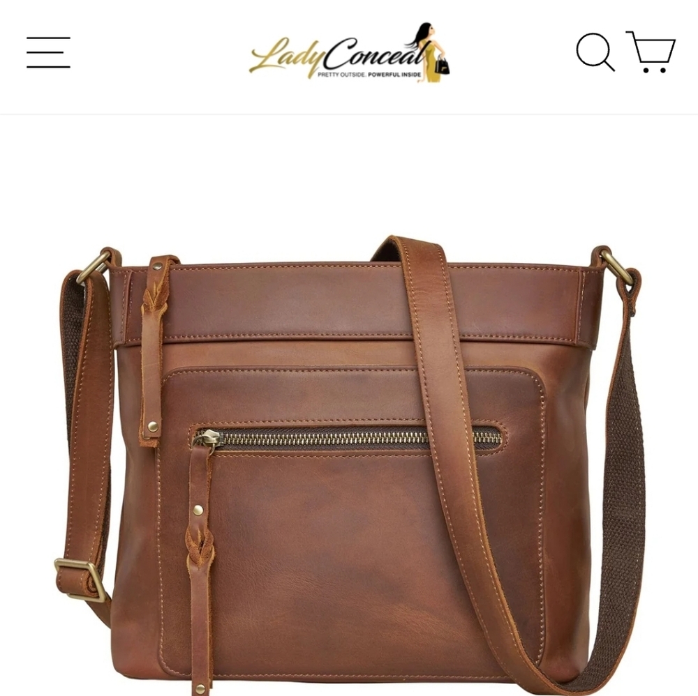 Lady Conceal Brown Leather Crossbody Purse